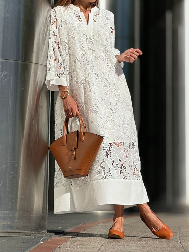 Georgia™ - Modern Flowing Refined Lace Dress