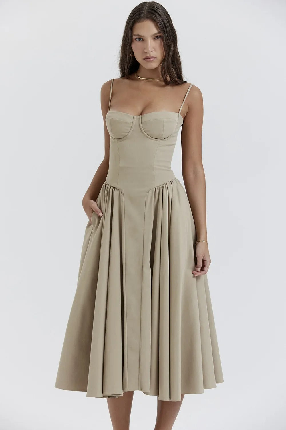 Willow™ - Elegant Sleeveless Corset Midi Dress