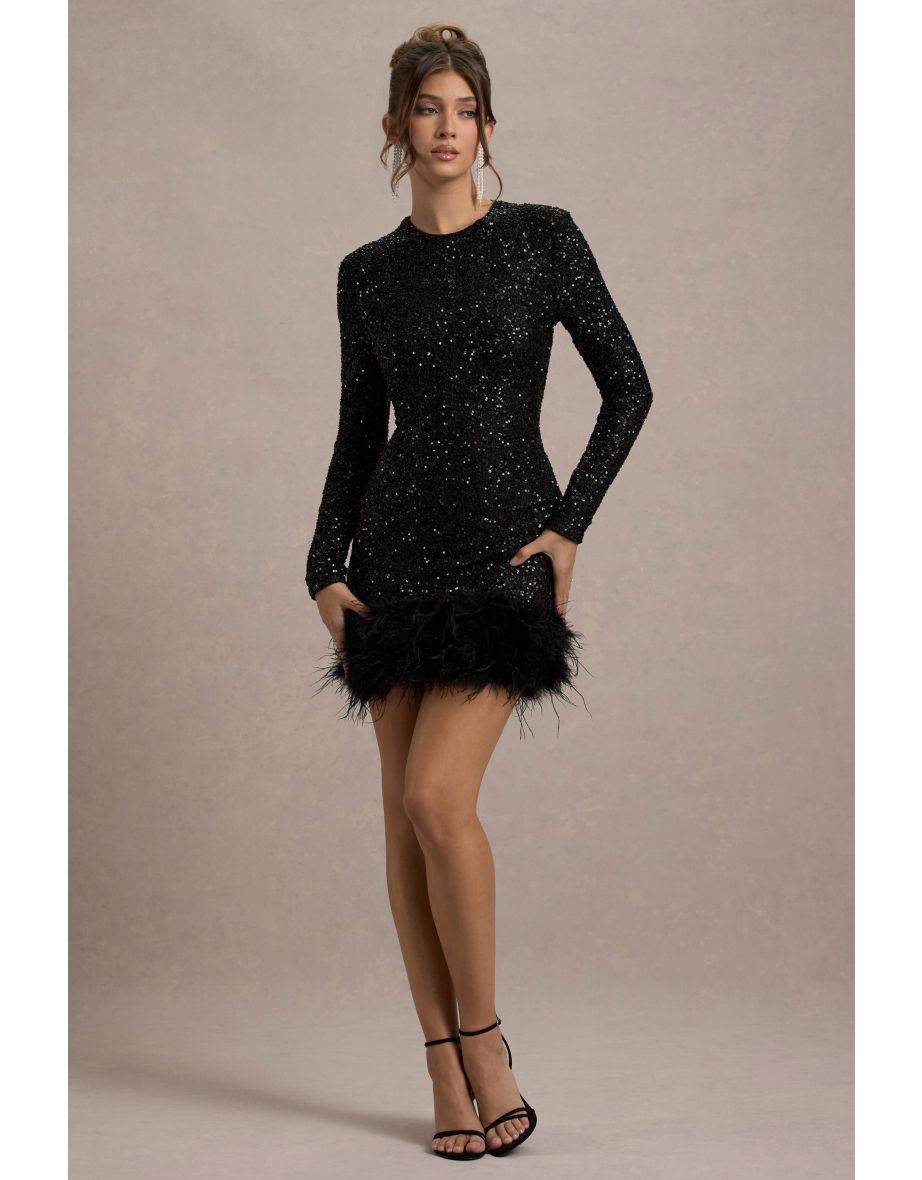 Sienna™ - Modern Sequins Feather Mini Dress