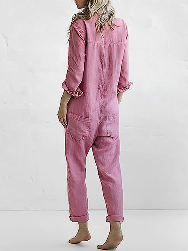 Freya™ - Comfortable Linen Long-Sleeved Jumpsuit