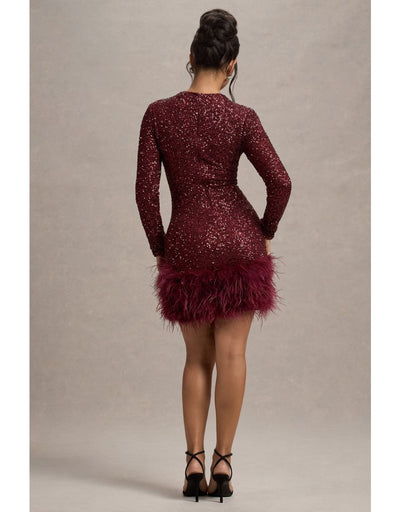 Sienna™ - Modern Sequins Feather Mini Dress