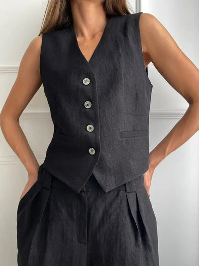 Chloe - Cotton Linen Chic Two-Piece Set