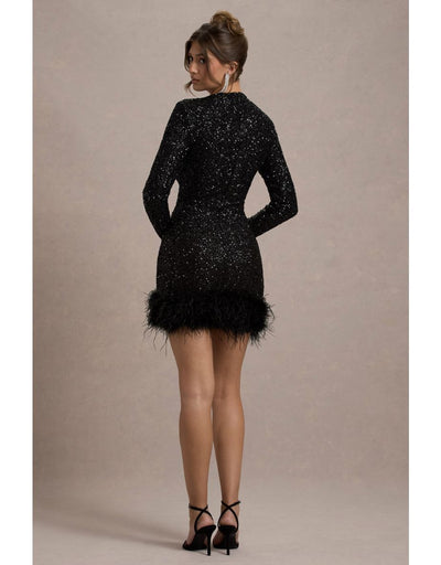 Sienna™ - Modern Sequins Feather Mini Dress