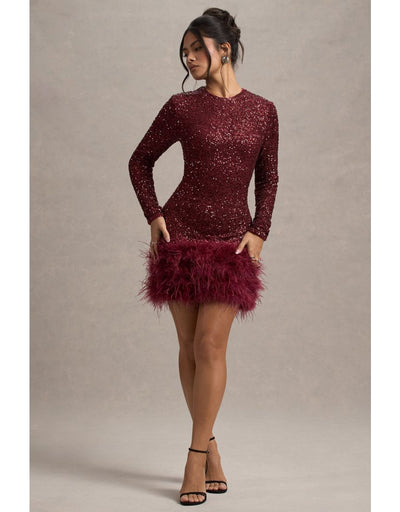Sienna™ - Modern Sequins Feather Mini Dress