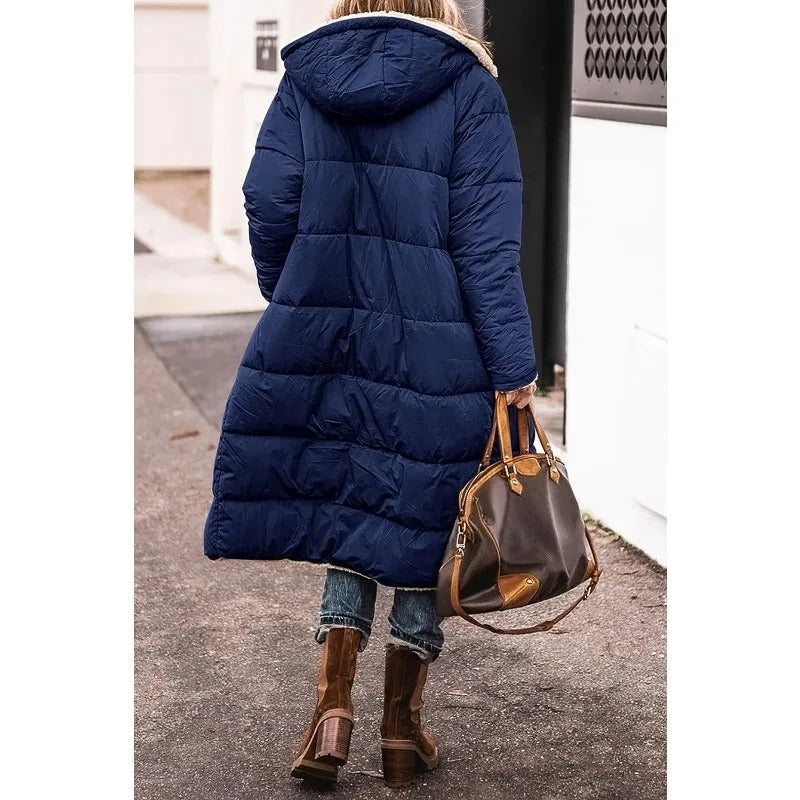Chloe™ - Comfortable warm fleece long puffer jacket with hood