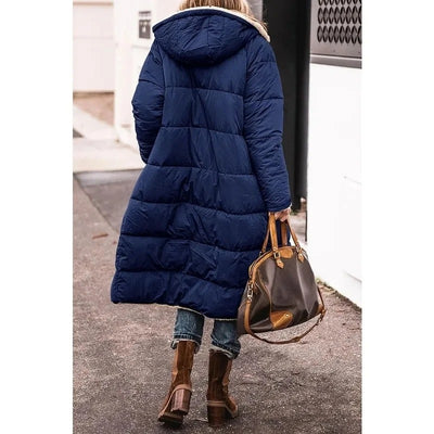 Chloe™ - Comfortable warm fleece long puffer jacket with hood