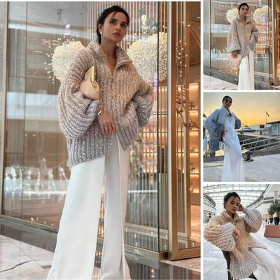 Sophie™ - Elegant glittery silk cardigan sweater