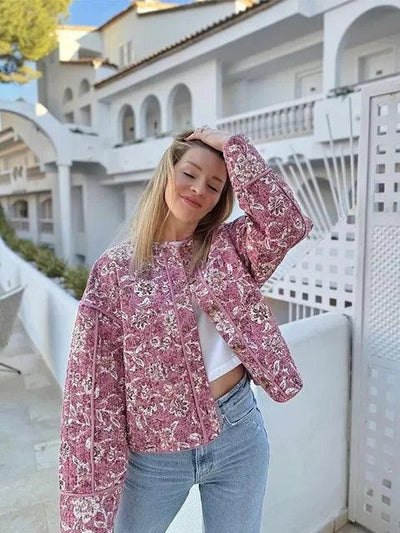 Mila™ - Elegant Floral Print Quilted Jacket