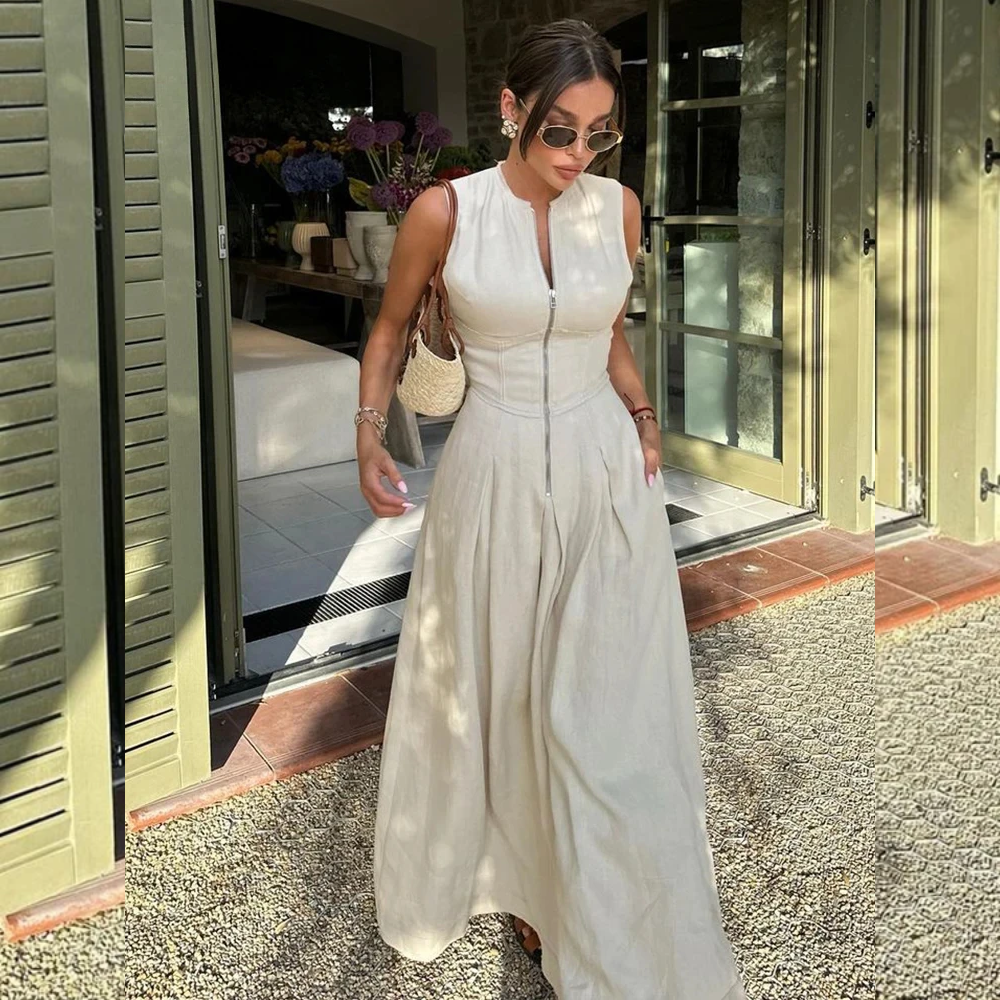 Eloise™ - Comfortable Sleeveless Zipper Maxi Dress