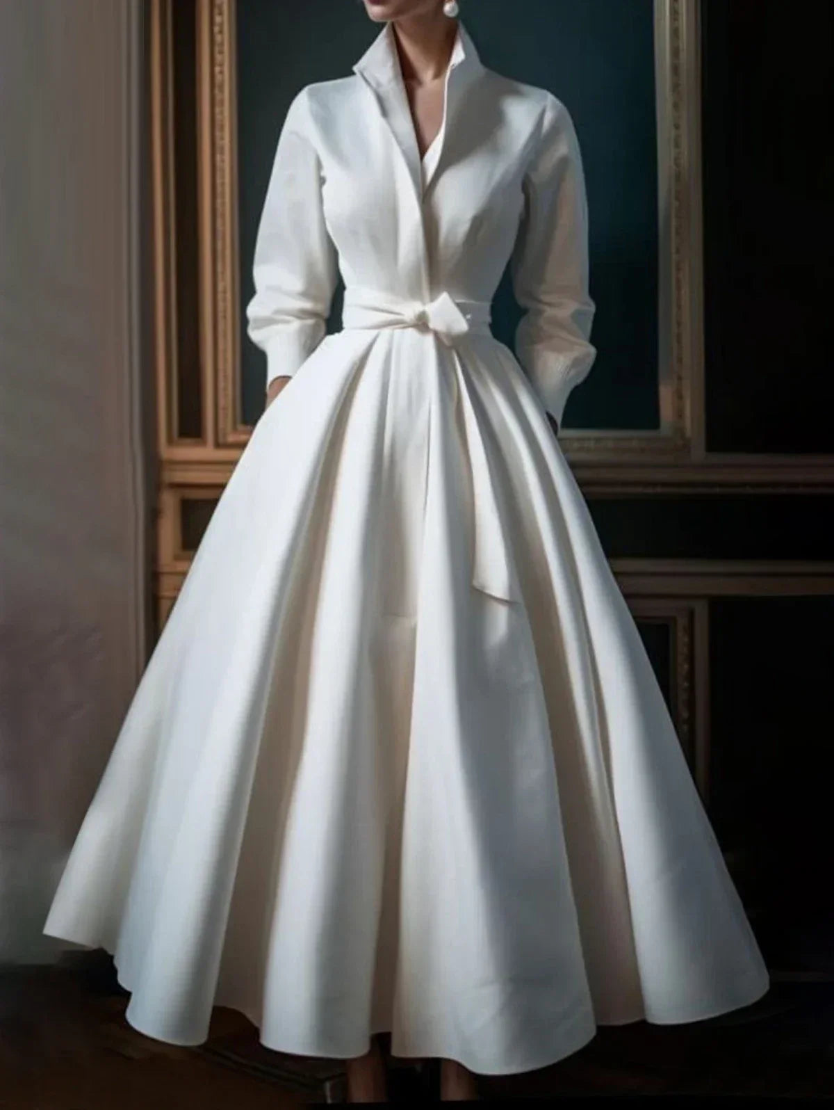 Matilda™ - Minimalist Stand Collar A-Line Long Dress