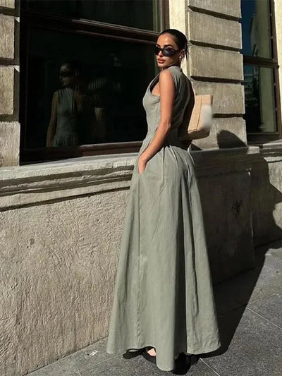Eloise™ - Comfortable Sleeveless Zipper Maxi Dress