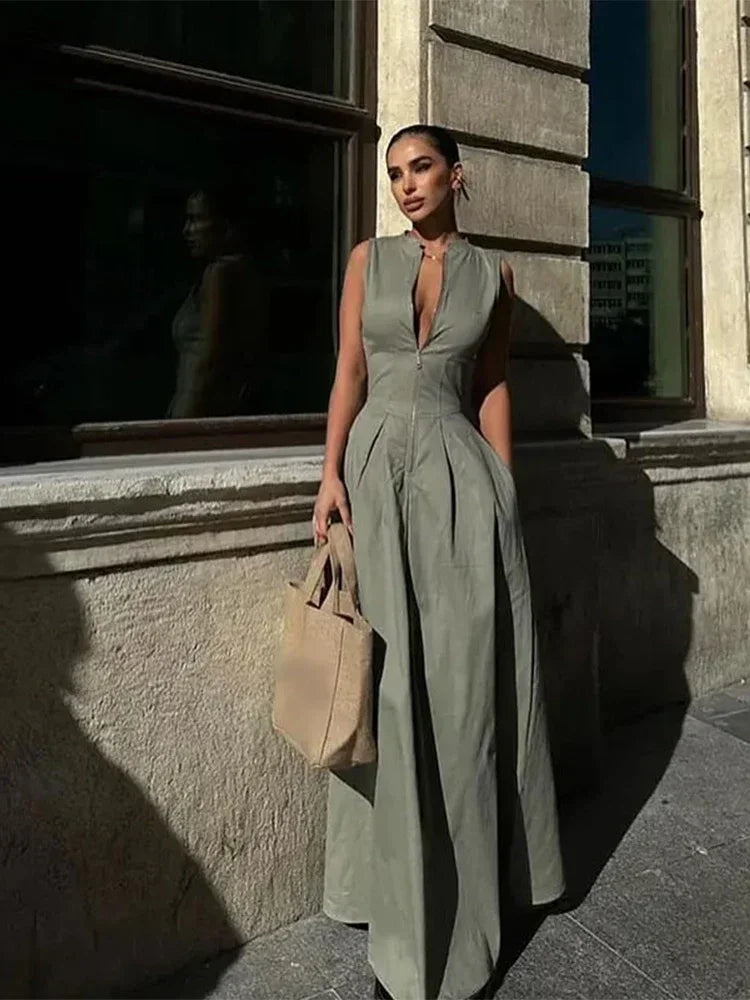 Eloise™ - Comfortable Sleeveless Zipper Maxi Dress