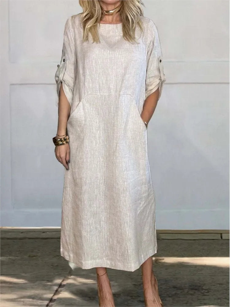 Stella™ - Stylish Comfy Loose Short Sleeved Linen Dress