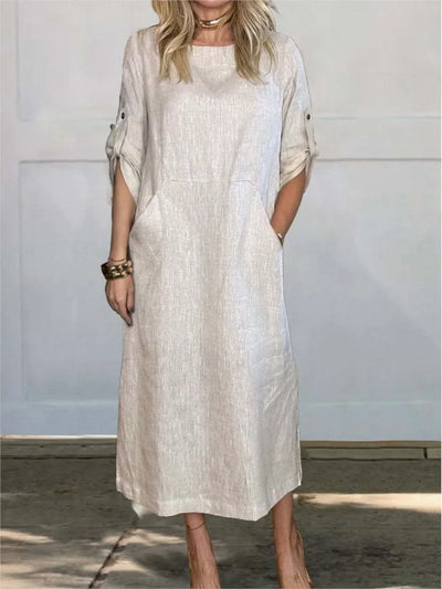 Stella™ - Stylish Comfy Loose Short Sleeved Linen Dress