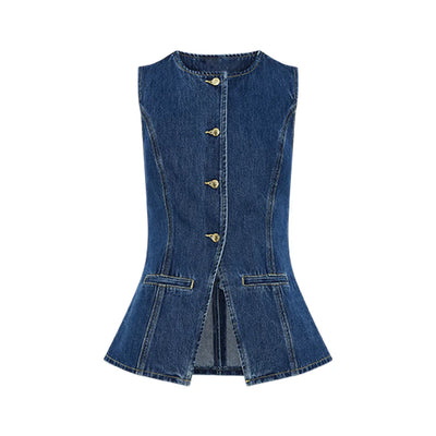 Evie™ - Modern Sleeveless Denim Two Piece Set