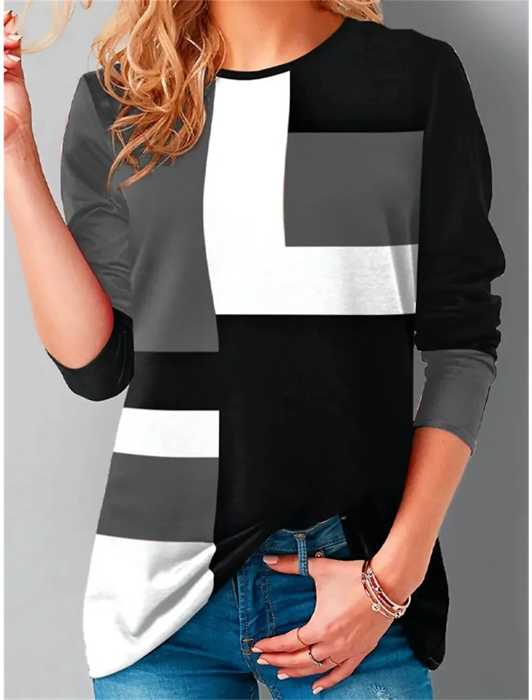 Ava™ - Vintage Comfy Color Block Sweatshirt