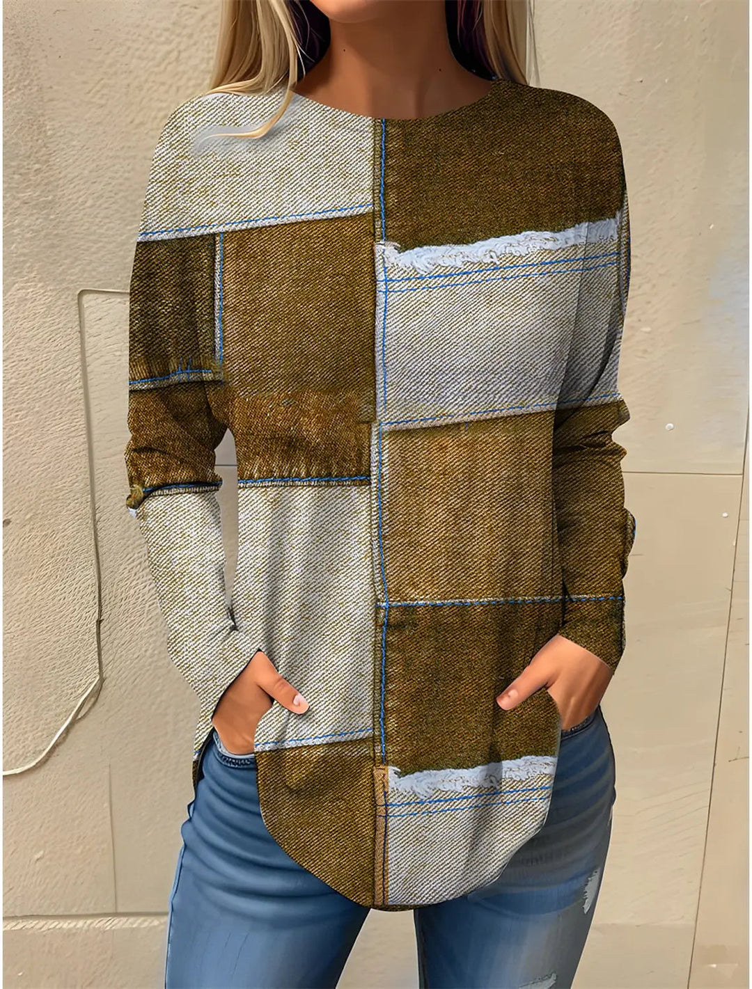 Ava™ - Vintage Comfy Color Block Sweatshirt