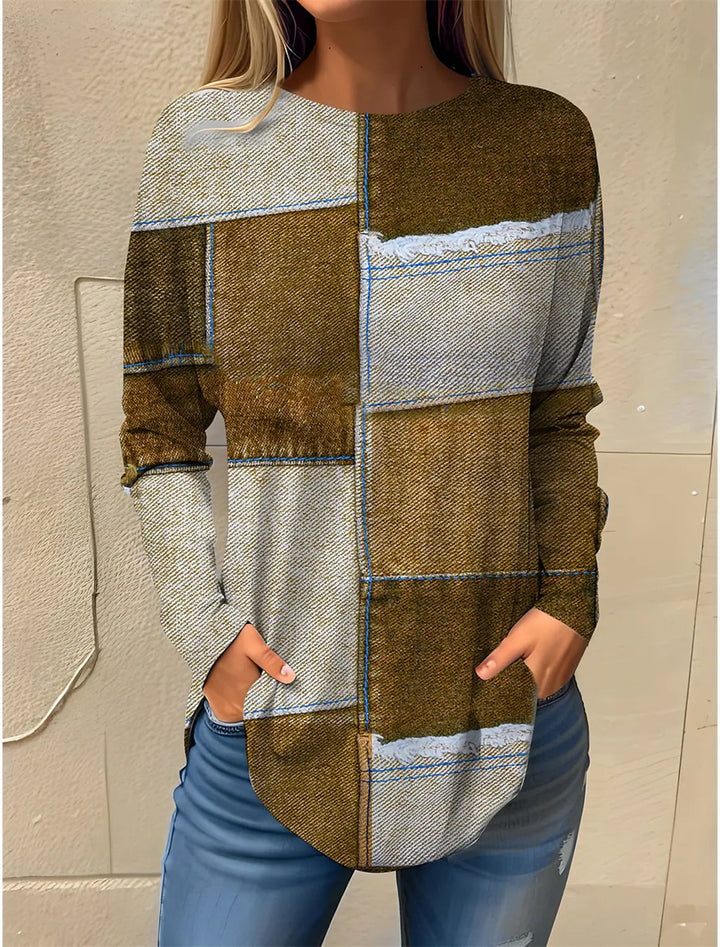 Ava™ - Vintage Comfy Color Block Sweatshirt
