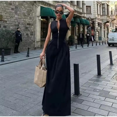 Eloise™ - Comfortable Sleeveless Zipper Maxi Dress