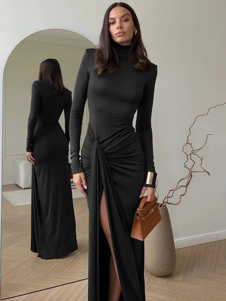 Matilda™ - Sexy Turtleneck Bodycon Dress with Thigh High Split