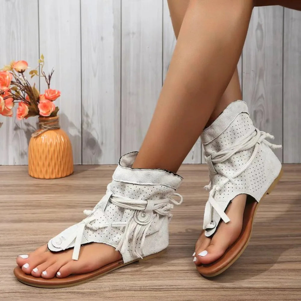 Mila™ - Vintage Fringe Accent Sandals