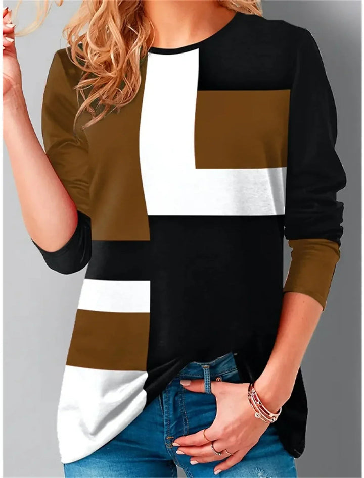Ava™ - Vintage Comfy Color Block Sweatshirt