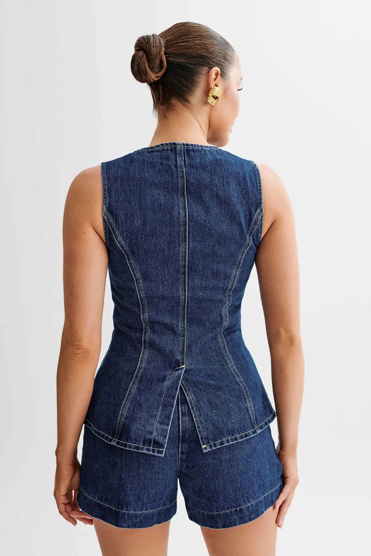 Evie™ - Modern Sleeveless Denim Two Piece Set
