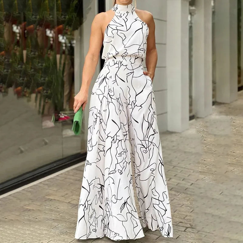 Hazel™ - Stylish Sleeveless Halter Neck Printed Jumpsuit