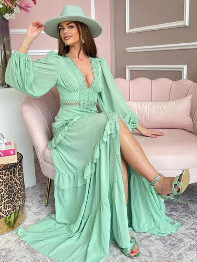 Georgia™ - Comfortable V-neck Long Sleeves Maxi Dress