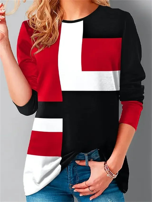 Ava™ - Vintage Comfy Color Block Sweatshirt