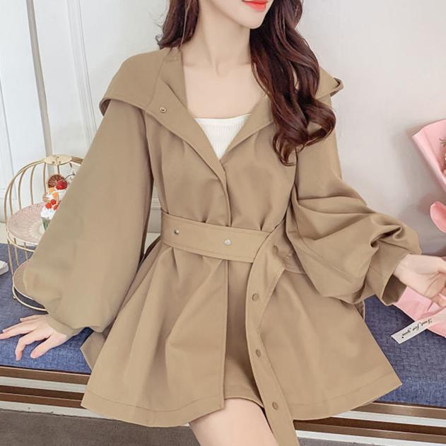 Hazel™ - Comfortable Loose Sleeve Lace-up Hooded Trench Coat