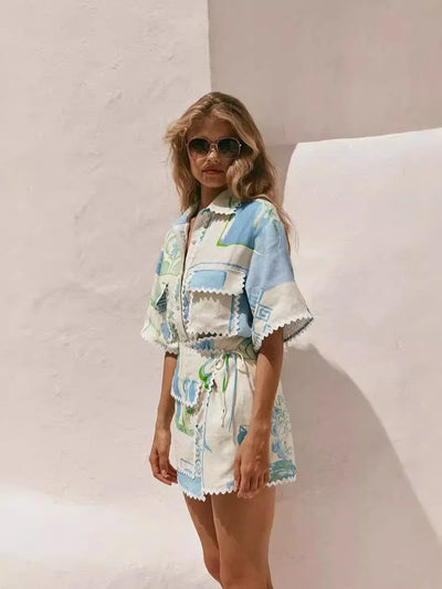 Layla™ - Vintage Elegant Tops and Mini Skirts Suit