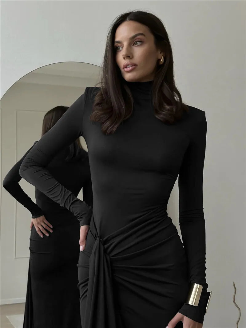 Matilda™ - Sexy Turtleneck Bodycon Dress with Thigh High Split