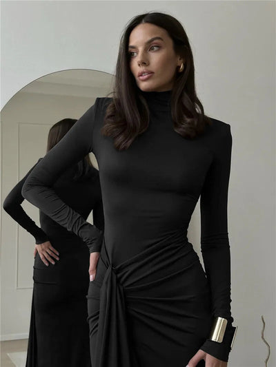 Matilda™ - Sexy Turtleneck Bodycon Dress with Thigh High Split