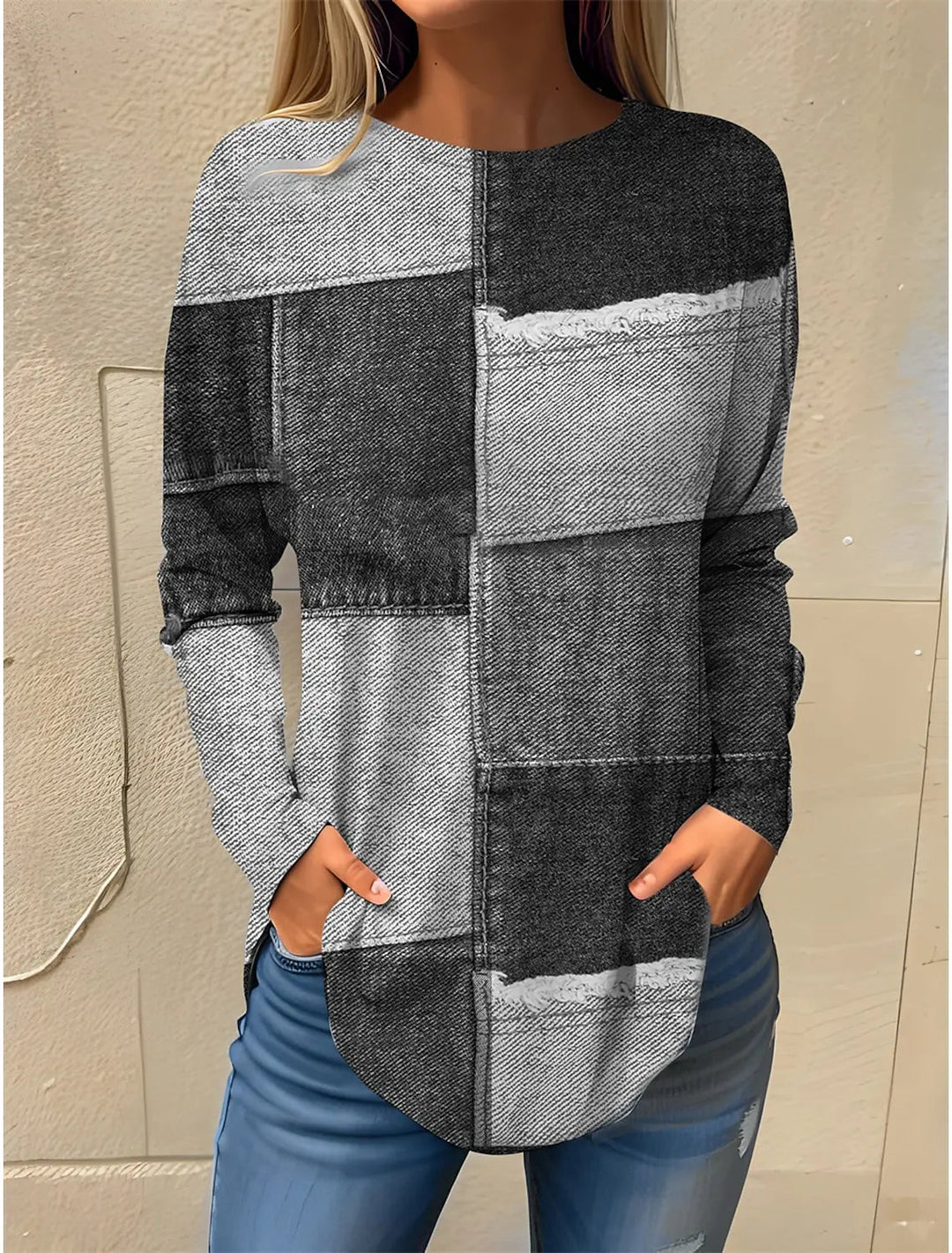 Ava™ - Vintage Comfy Color Block Sweatshirt