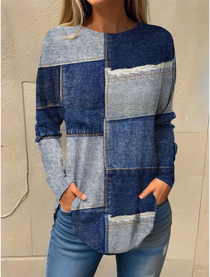 Ava™ - Vintage Comfy Color Block Sweatshirt