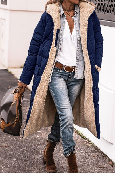 Chloe™ - Comfortable warm fleece long puffer jacket with hood