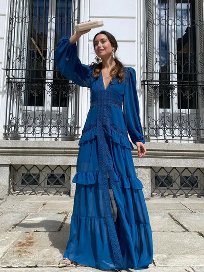 Georgia™ - Comfortable V-neck Long Sleeves Maxi Dress
