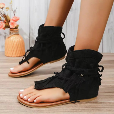 Mila™ - Vintage Fringe Accent Sandals
