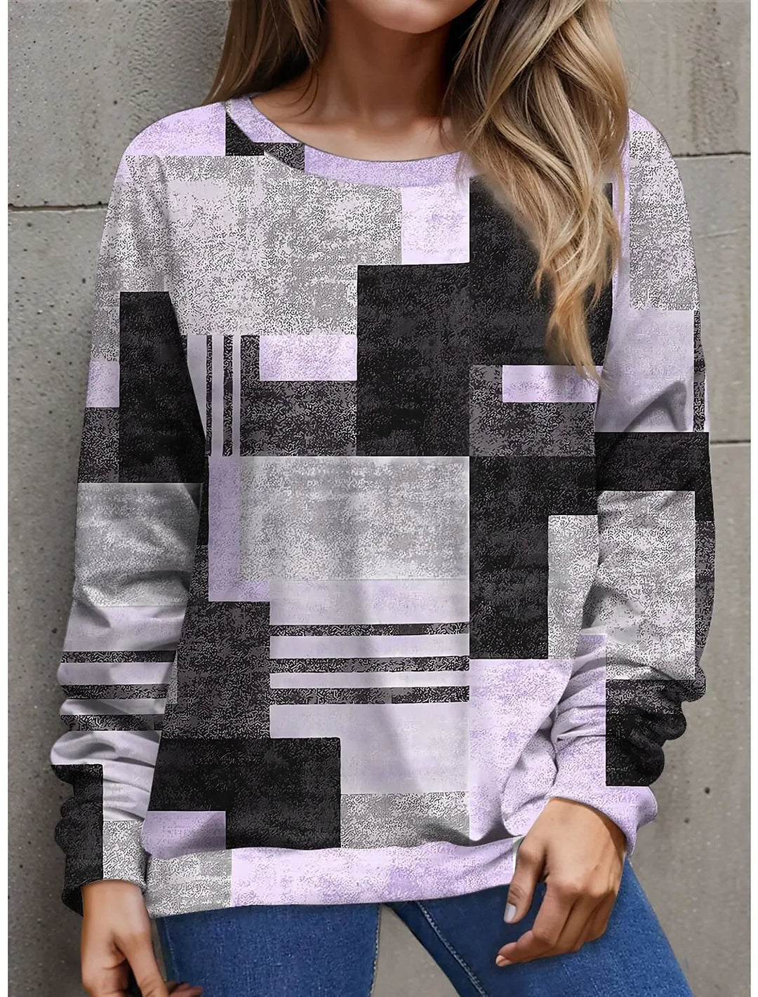 Ava™ - Vintage Comfy Color Block Sweatshirt