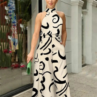 Hazel™ - Stylish Sleeveless Halter Neck Printed Jumpsuit