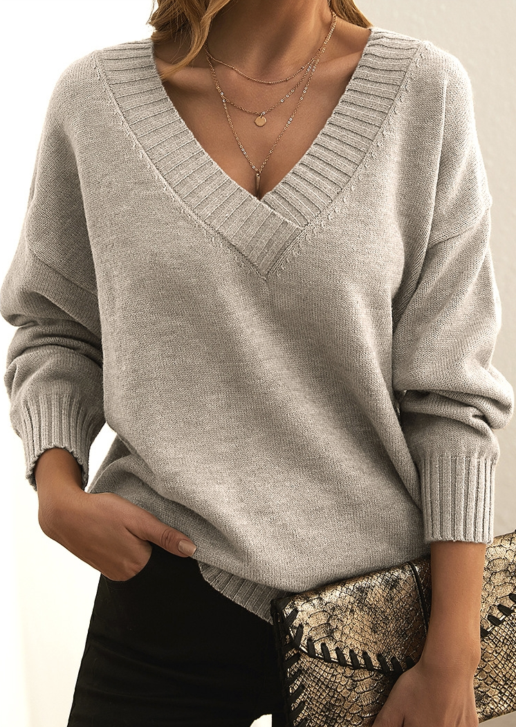 Freya - Deep V-Neck Soft Sweater