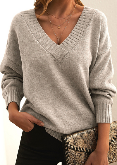 Freya - Deep V-Neck Soft Sweater