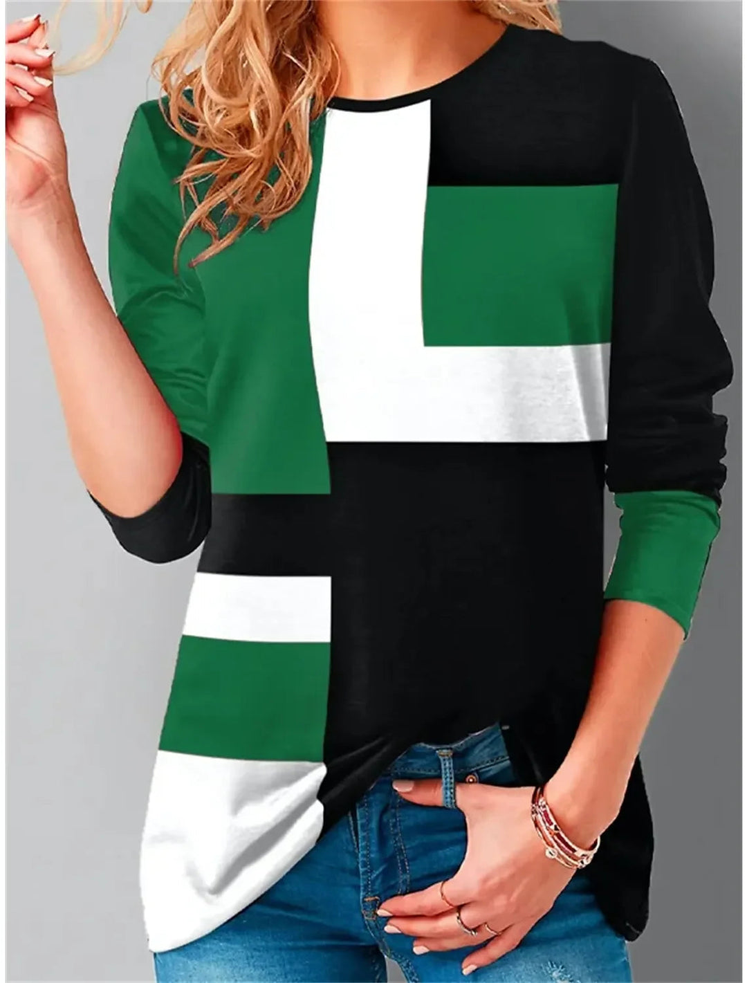 Ava™ - Vintage Comfy Color Block Sweatshirt