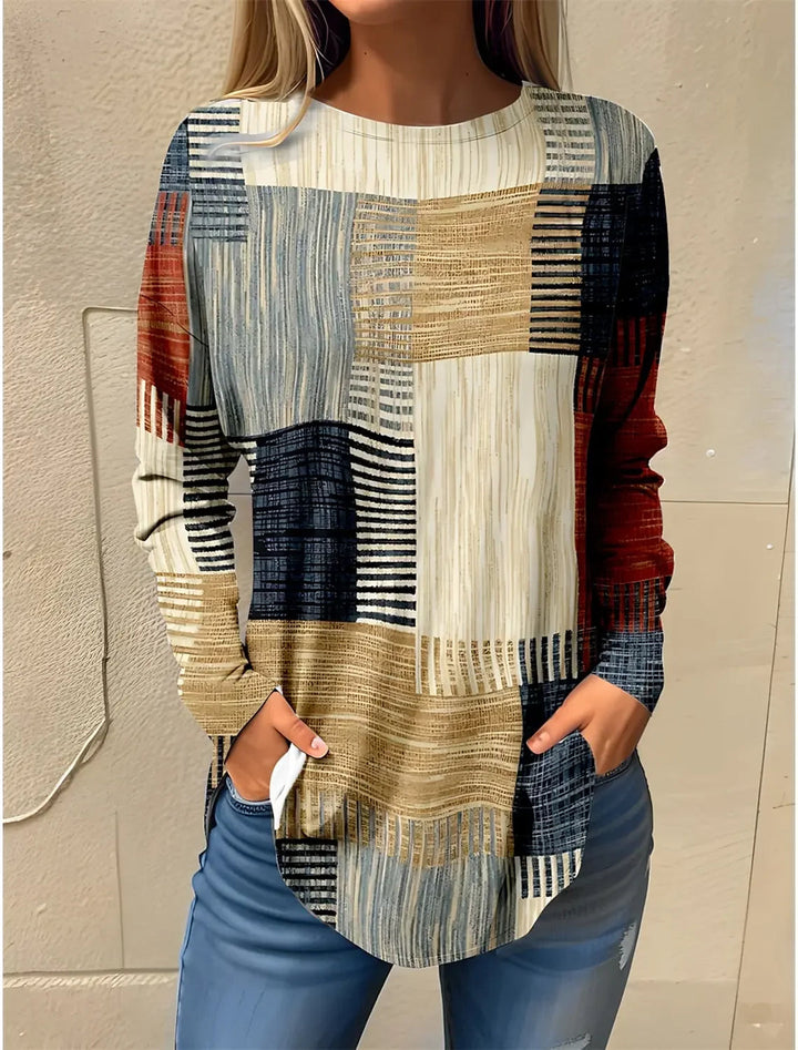 Ava™ - Vintage Comfy Color Block Sweatshirt