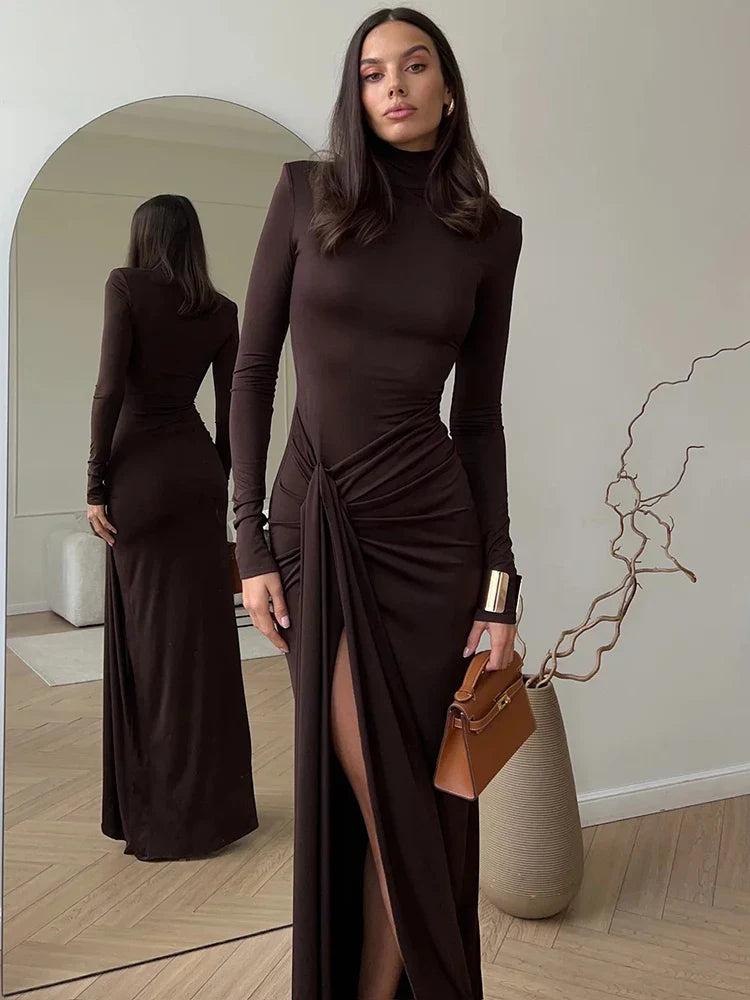 Matilda™ - Sexy Turtleneck Bodycon Dress with Thigh High Split