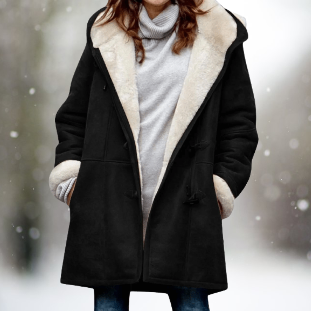 Aria™ - Premium suede fleece jacket with half-length hood