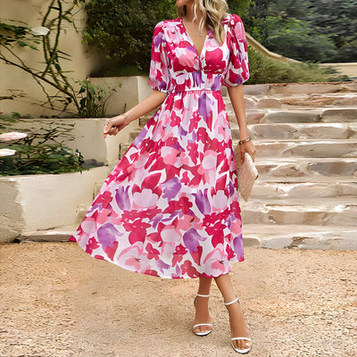 Violet™ - Stylish V Neck Summer Midi Dress