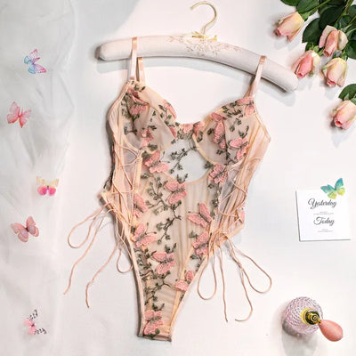 Selene - Embroidered Butterfly Bodysuit