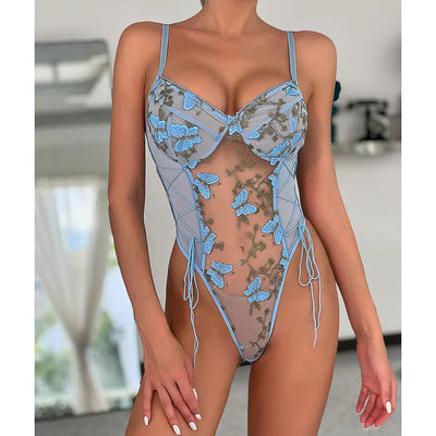 Selene - Embroidered Butterfly Bodysuit